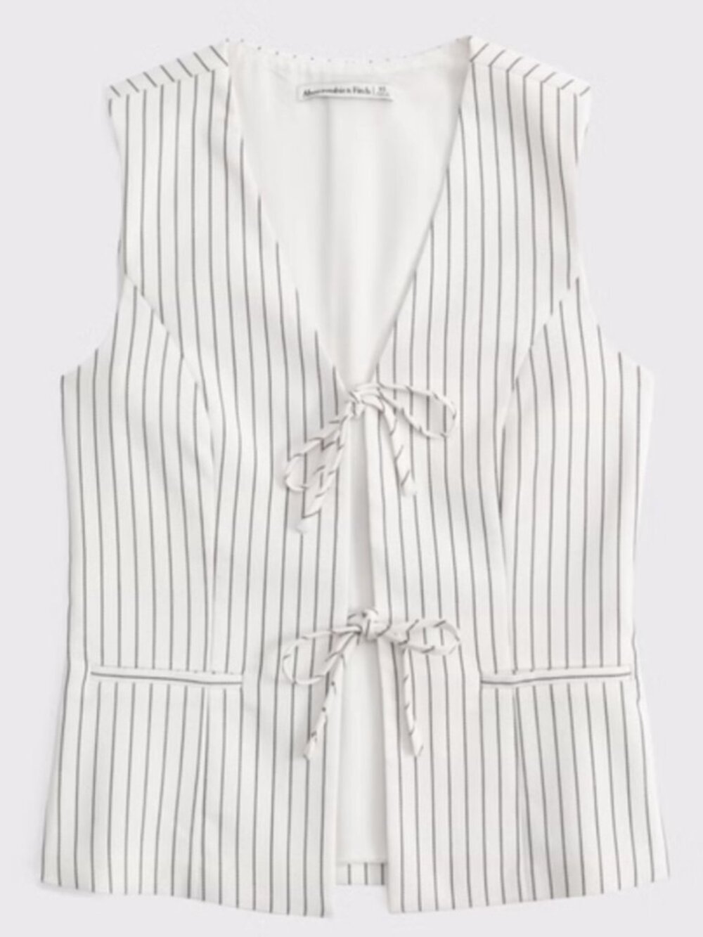 Abercrombie & Fitch Cream Tie Vest with Pinstripes